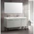 Swiss Madison Annecy 59" Free Standing Floating Double Basin Vanity Set with MDF Cabinet and Ceramic Vanity Top Brushed Aluminum