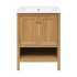 Swiss Madison Chateau 24" Free Standing Single Basin Vanity Set with Cabinet and Ceramic Vanity Top Golden Oak / White