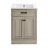 Swiss Madison Burdon 24" Free Standing Single Basin Vanity Set with Cabinet and Ceramic Vanity Top Weathered Oak / White