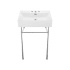 Swiss Madison Claire 23-5/8" Rectangular Ceramic Console Bathroom Sink with Overflow and 3 Faucet Holes At 4" Centers Glossy White / Chrome