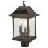 The Great Outdoors Mariner's Pointe 3 Light 9" Wide Single Head Post Light with Clear Glass Shades Oil Rubbed Bronze / Gold