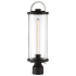 The Great Outdoors Keyser 1 Light 6-1/2" Wide Post Light with Clear Glass Black with Silver Accent