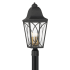 The Great Outdoors Cardigan 3 Light 24" Tall Post Light with Clear Glass Shade Sand Coal Black / Olden Brass