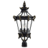 The Great Outdoors Stratford Hall 4 Light 28" Tall Post Light with Clear Beveled Glass Heritage with Gold Highlights