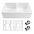 Thompson Traders 33" Farmhouse Double Basin Fireclay Kitchen Sink with Basket Strainer and Basin Rack Gloss White