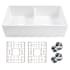 Thompson Traders 36" Farmhouse Double Basin Fireclay Kitchen Sink with Basin Rack and Basket Strainer Gloss White
