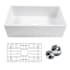 Thompson Traders 33" Farmhouse Single Basin Fireclay Kitchen Sink with Basin Rack and Basket Strainer Gloss White