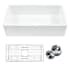 Thompson Traders 36" Farmhouse Single Basin Fireclay Kitchen Sink with Basin Rack and Basket Strainer Gloss White
