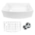 Thompson Traders Sinkology 33" Farmhouse Single Basin Fireclay Kitchen Sink with Basket Strainer and Basin Rack Gloss White