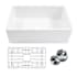 Thompson Traders 30" Farmhouse Single Basin Fireclay Kitchen Sink with Basket Strainer and Basin Rack Gloss White