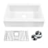 Thompson Traders Sinkology 34" Farmhouse Single Basin Fireclay Kitchen Sink with Basin Rack, Basket Strainer and Predrilled Faucet Holes Gloss White