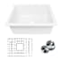Thompson Traders 23" Undermount Single Basin Fireclay Kitchen Sink with Basin Rack and Basket Strainer Gloss White