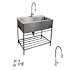 Transolid Contemporary Laundry Washstand 36" Free Standing Single Basin Stainless Steel Laundry Sink with Storage Rack Brushed Stainless