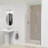 Transolid Elizabeth 76" High x 35-1/2" Wide Hinged Semi Frameless Shower Door with Clear Glass Brushed Stainless