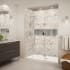 Transolid Elizabeth 76" High x 68" Wide Hinged Semi Frameless Shower Door with Clear Glass Brushed Stainless