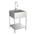 Transolid Contemporary Laundry Washstand 24" Free Standing Single Basin Stainless Steel Utility Sink with Storage Shelf and Stainless Steel Faucet Brushed Stainless