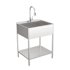 Transolid Contemporary Laundry Washstand 28" Free Standing Single Basin Stainless Steel Utility Sink with Storage Shelf and Stainless Steel Faucet Brushed Stainless
