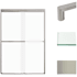 Transolid 70" High x 47" Wide Bypass Frameless Shower Door with Frosted Glass Brushed Stainless