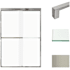 Transolid 70" High x 47" Wide Bypass Frameless Shower Door with Frosted Glass Brushed Stainless