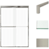Transolid 70" High x 47" Wide Bypass Frameless Shower Door with Frosted Glass Brushed Stainless
