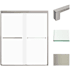 Transolid 70" High x 59" Wide Bypass Frameless Shower Door with Frosted Glass Brushed Stainless