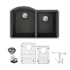 Transolid Aversa 31-3/8" Undermount Double Basin Granite Kitchen Sink with Basin Rack and Basket Strainer Black