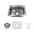 Transolid Classic 25" Drop In Single Basin Stainless Steel Kitchen Sink with Basin Rack and Basket Strainer Brushed Stainless Steel