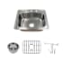 Transolid Classic 25" Drop In Single Basin Stainless Steel Kitchen Sink with Basin Rack and Basket Strainer Brushed Stainless Steel