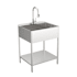 Transolid Contemporary Laundry Washstand 28" Free Standing Single Basin Stainless Steel Utility Sink with Storage Shelf, Stainless Steel Faucet and Basin Rack Brushed Stainless