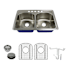 Transolid Meridian 33" Drop In Double Basin Stainless Steel Kitchen Sink with Basin Rack and Basket Strainer Brushed Stainless Steel