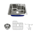 Transolid Meridian 25" Drop In Single Basin Stainless Steel Kitchen Sink with Basin Rack and Basket Strainer Brushed Stainless Steel