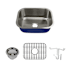 Transolid Meridian 23" Undermount Single Basin Stainless Steel Kitchen Sink with Basin Rack and Basket Strainer Stainless Steel