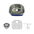 Transolid Meridian 23-5/8" Undermount Single Basin Stainless Steel Kitchen Sink with Basin Rack and Basket Strainer Stainless Steel
