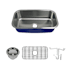 Transolid Meridian 31-1/2" Undermount Single Basin Stainless Steel Kitchen Sink with Basin Rack and Basket Strainer Stainless Steel