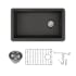 Transolid Radius 31-3/4" Undermount Single Basin Granite Kitchen Sink with Basin Rack and Basket Strainer Black