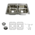 Transolid Select 33" Drop In Double Basin Stainless Steel Kitchen Sink with Basin Rack and Basket Strainer Brushed Stainless Steel