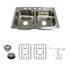 Transolid Select 33" Drop In Double Basin Stainless Steel Kitchen Sink with Basin Rack and Basket Strainer Brushed Stainless Steel
