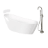 Transolid Aaliyah Grande 67" Free Standing Acrylic Soaking Tub with Front Drain and Overflow - Includes Floor Mounted Tub Filler with Hand Shower White / Brushed Nickel Hardware