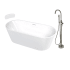 Transolid Maris Grande 67" Free Standing Acrylic Soaking Tub with Center Drain and Overflow - Includes Floor Mounted Tub Filler with Hand Shower White / Brushed Nickel Hardware