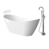 Transolid Skylar 59" Free Standing Acrylic Soaking Tub with Center Drain and Overflow - Includes Floor Mounted Tub Filler with Hand Shower White / Brushed Nickel Hardware
