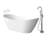 Transolid Skylar Grande with Roslyn 67" Free Standing Acrylic Soaking Tub with Center Drain and Overflow - Includes Floor Mounted Tub Filler with Hand Shower White / Brushed Nickel Hardware