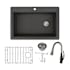 Transolid Radius 33" Drop In Single Basin Granite Kitchen Sink with Single Hole 1.8 GPM Kitchen Faucet Black