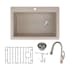Transolid Radius 33" Drop In Single Basin Granite Kitchen Sink with Single Hole 1.8 GPM Kitchen Faucet Cafe Latte