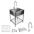 Transolid Contemporary Laundry Washstand 25" Free Standing Single Basin Stainless Steel Laundry Sink with Storage Rack Brushed Stainless