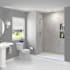 Transolid Titan 96" High x 60" Wide x 36" Deep Textured Concrete Shower Wall Kit with Aluminum Corner and Edge Trim Caesar Grey
