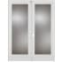 Trimlite 48" by 80" 2 Rain Glass Lite Right Hand Active Ovolo Edge Interior Double French Door with Astragal, Satin Nickel Hinges and 6-9/16" Door Jamb Primed