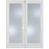 Trimlite 48" by 84" 2 Clear Glass Lite Left Hand Active Ovolo Edge Interior Double French Door with Astragal, Satin Nickel Hinges and 4-9/16" Door Jamb Primed