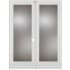 Trimlite 56" by 80" 2 Rain Glass Lite Left Hand Active Ovolo Edge Interior Double French Door with Astragal, Brushed Chrome Hinges and 7-1/4" Door Jamb Primed
