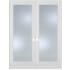 Trimlite 60" by 96" 2 Clear Glass Lite Ovolo Edge Interior Double French Door with Ball Catch, Satin Nickel Hinges and 4-9/16" Door Jamb Primed