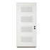 Trimlite 36"W x 80"H Etched 4 Lite Contemporary Left Handed Exterior Prehung Entry Door with Oil Rubbed Bronze Hinges, 6-9/16" Door Jamb, and Bronze Sill Primed